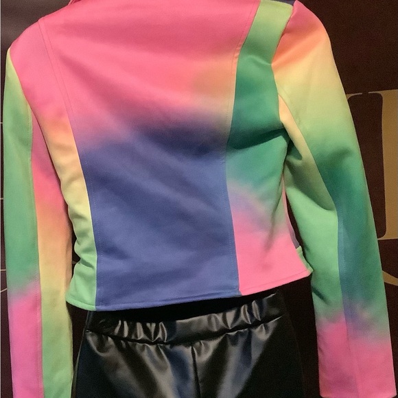 Love Highlight Women's Splash of Color Long Sleeves Painted Biker Jacket - Picture 4 of 11